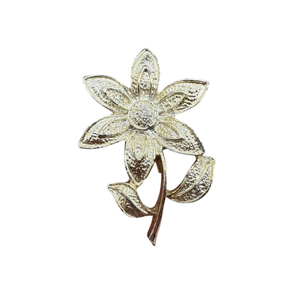 Vintage Gold Tone Daisy Flower Brooch Pin